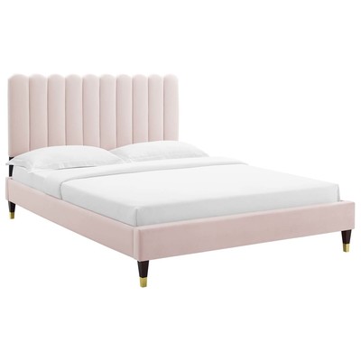Modway Furniture Beds, Gold,Pink,Fuchsia,blush, Metal,Upholstered,Wood, Platform, Full,Queen, Beds, 889654267218, MOD-6892-PNK