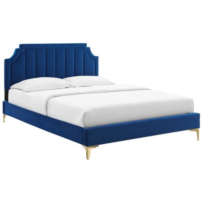 Modway Furniture Beds, Blue,navy,teal,turquiose,indigo,aqua,SeafoamGold,Green,emerald,teal, Metal,Upholstered,Wood, Platform, Twin, Beds, 889654930181, MOD-6906-NAV