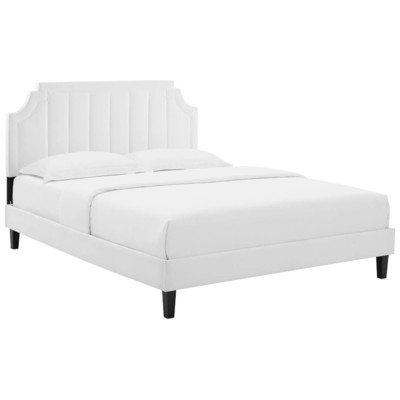 Beds Modway Furniture Sienna White MOD-6914-WHI 889654929512 Beds Black ebonyWhite snow Upholstered Wood Platform Full Queen 