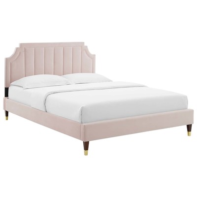 Modway Furniture Beds, Gold,Pink,Fuchsia,blush, Upholstered,Wood, Platform, King, Beds, 889654929130, MOD-6919-PNK