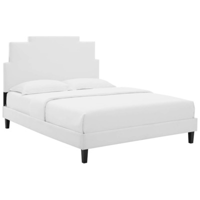 Beds Modway Furniture Lindsey White MOD-6921-WHI 889654935490 Beds Black ebonyWhite snow Upholstered Wood Platform Full Queen 