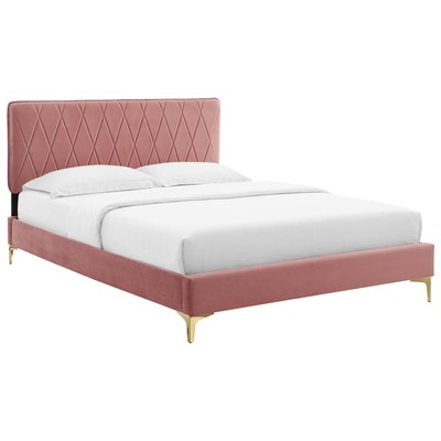Modway Furniture Beds, Gold, Metal,Upholstered,Wood, Platform, Full,Queen, Beds, 889654935476, MOD-6922-DUS