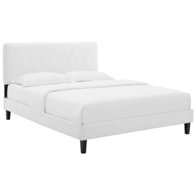 Modway Furniture Beds, Black,ebonyWhite,snow, Upholstered,Wood, Platform, Full,Queen, Beds, 889654935254, MOD-6924-WHI