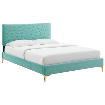 Modway Furniture Beds, Gold, Metal,Upholstered,Wood, Platform, King, Beds, 889654934974, MOD-6928-MIN