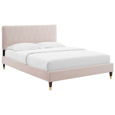 Beds Modway Furniture Phillipa Pink MOD-6929-PNK 889654934875 Beds Gold Pink Fuchsia blush Metal Upholstered Wood Platform King 