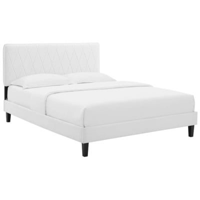 Beds Modway Furniture Phillipa White MOD-6930-WHI 889654934776 Beds Black ebonyWhite snow Upholstered Wood Platform King 