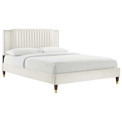 Modway Furniture Beds, Gold,Silver,White,snow, Metal,Wood, Platform, Full,Queen, Beds, 889654267751, MOD-6970-WHI