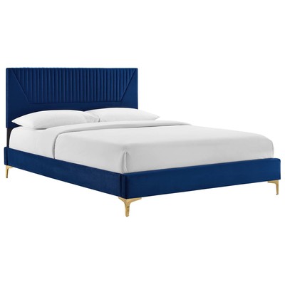 Beds Modway Furniture Yasmine Navy MOD-6980-NAV 889654267904 Beds Blue navy teal turquiose indig Metal Wood Platform Full Queen 