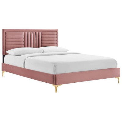 Modway Furniture Beds, Gold, Metal,Upholstered,Wood, Platform, Twin, Beds, 889654268017, MOD-6983-DUS