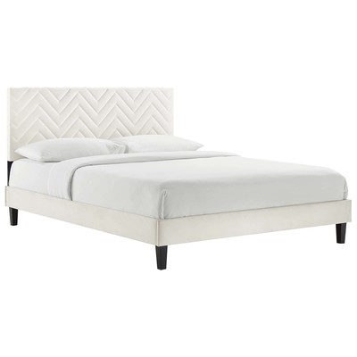 Beds Modway Furniture Leah White MOD-6989-WHI 889654268277 Beds Black ebonyWhite snow Upholstered Wood Platform Twin 
