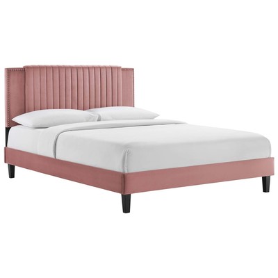 Beds Modway Furniture Zahra Dusty Rose MOD-6990-DUS 889654268291 Beds Black ebonySilver Wood Platform Twin 