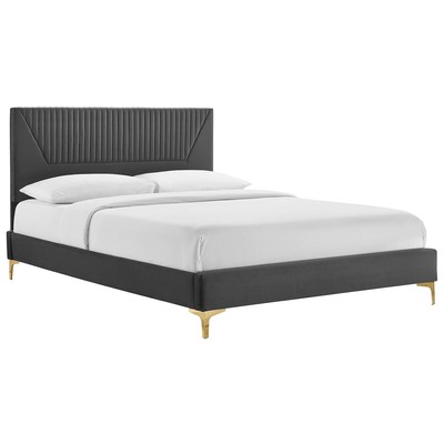 Modway Furniture Beds, Gold, Metal,Upholstered,Wood, Platform, Full,Queen, Beds, 889654268529, MOD-6996-CHA
