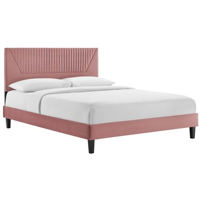 Beds Modway Furniture Yasmine Dusty Rose MOD-7004-DUS 889654268857 Beds Black ebony Upholstered Wood Platform Full Queen 
