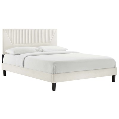 Modway Furniture Beds, Black,ebonyWhite,snow, Upholstered,Wood, Platform, Full,Queen, Beds, 889654268871, MOD-7004-WHI