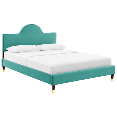 Modway Furniture Beds, Blue,navy,teal,turquiose,indigo,aqua,SeafoamGold,Green,emerald,teal, Upholstered,Wood, Platform, Full,Queen, Beds, 889654226079, MOD-7031-TEA