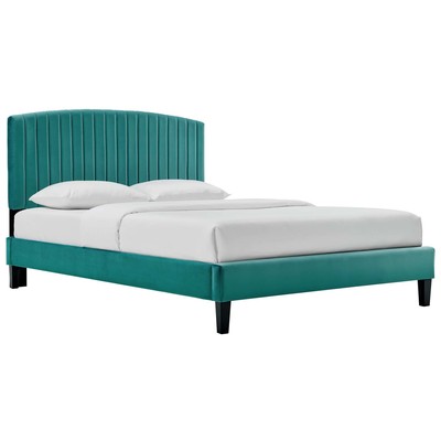 Beds Modway Furniture Alessi Teal MOD-7037-TEA 889654236245 Beds Black ebonyBlue navy teal turq Upholstered Wood Platform Full Queen 