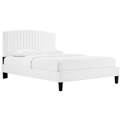 Beds Modway Furniture Alessi White MOD-7037-WHI 889654236252 Beds Black ebonyWhite snow Upholstered Wood Platform Full Queen 
