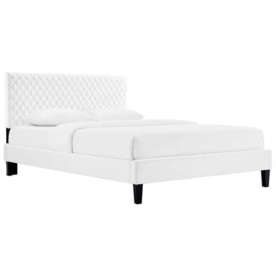 Beds Modway Furniture Garcelle White MOD-7040-WHI 889654236467 Beds Black ebonyWhite snow Upholstered Wood Platform Full Queen 