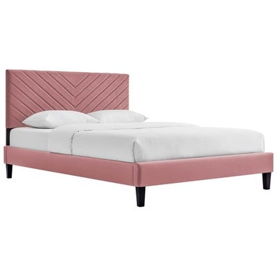 Beds Modway Furniture Roxanne Dusty Rose MOD-7042-DUS 889654236535 Beds Black ebony Upholstered Wood Platform Twin 