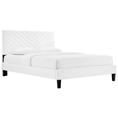 Beds Modway Furniture Roxanne White MOD-7042-WHI 889654236566 Beds Black ebonyWhite snow Upholstered Wood Platform Twin 
