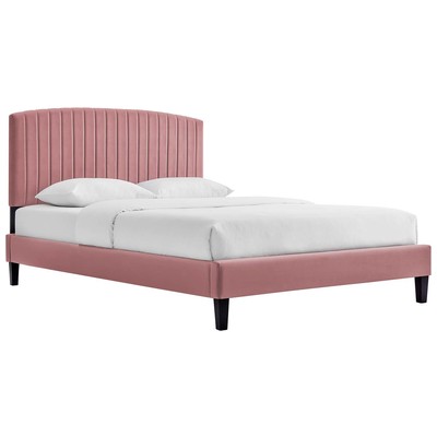 Beds Modway Furniture Alessi Dusty Rose MOD-7045-DUS 889654236740 Beds Black ebony Upholstered Wood Platform King 