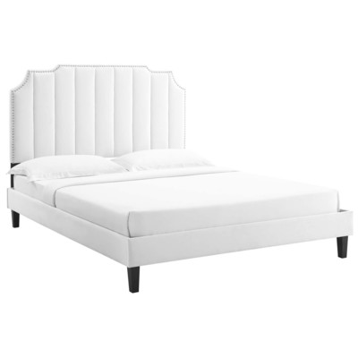 Modway Furniture Beds, Black,ebonyWhite,snow, Upholstered,Wood, Platform, King, Beds, 889654269489, MOD-7075-WHI