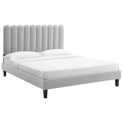 Modway Furniture Beds, Black,ebonyGray,Grey, Upholstered,Wood, Platform, King, Beds, 889654269670, MOD-7078-LGR