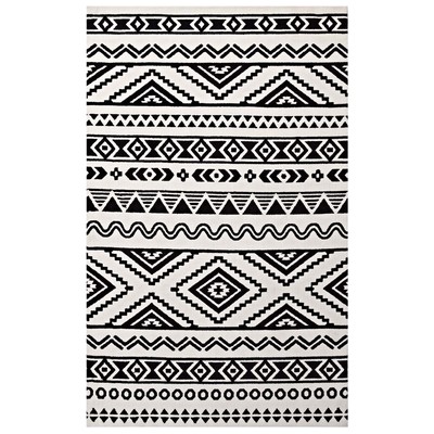 Rugs Modway Furniture Haku Black and White R-1010A-58 889654103332 Rugs Black ebonyWhite snow Jute and Sisal jute sisalMicro Area Rugs Area rugKids childre 