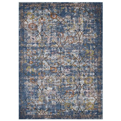 Rugs Modway Furniture Minu Blue Gray Yellow and Orange R-1091C-46 889654114659 Rugs Blue navy teal turquiose indig synthetics Olefin polyester po Area Rugs Area rugKids childre 
