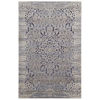 Rugs Modway Furniture Margarida Blue and Cream R-1095A-58 889654114796 Rugs Blue navy teal turquiose indig Chenille synthetics Olefin pol Area Rugs Area rugKids childre 