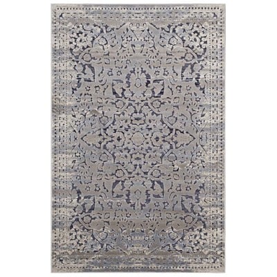 Rugs Modway Furniture Margarida Blue and Cream R-1095A-810 889654114802 Rugs Blue navy teal turquiose indig Chenille synthetics Olefin pol Area Rugs Area rugKids childre 