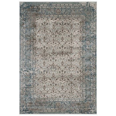 Rugs Modway Furniture Dilys Teal Brown and Beige R-1103A-58 889654114956 Rugs Beige Blue navy teal turquiose synthetics Olefin polyester po Area Rugs Area rugKids childre 