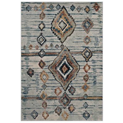 Rugs Modway Furniture Jenica Silver Blue Beige and Brown R-1109A-58 889654115076 Rugs Beige Blue navy teal turquiose synthetics Olefin polyester po Area Rugs Area rugKids childre 