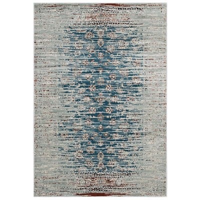 Rugs Modway Furniture Hesper Teal Beige and Brown R-1110A-58 889654115090 Rugs Beige Blue navy teal turquiose synthetics Olefin polyester po Area Rugs Area rugKids childre 