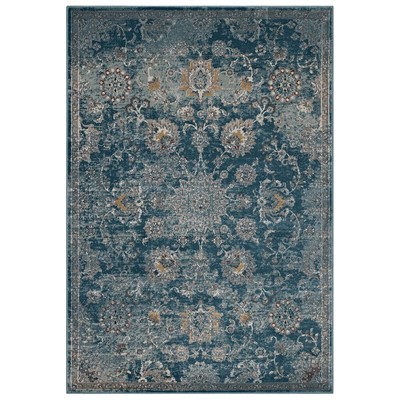 Rugs Modway Furniture Cynara Silver Blue Teal and Beige R-1111B-58 889654115137 Rugs Beige Blue navy teal turquiose synthetics Olefin polyester po Area Rugs Area rugKids childre 