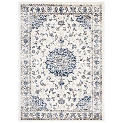 Rugs Modway Furniture Lilja Ivory and Moroccan Blue R-1127B-58 889654115458 Rugs Blue navy teal turquiose indig synthetics Olefin polyester po Area Rugs Area rugKids childre 