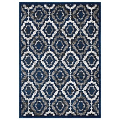 Rugs Modway Furniture Kalinda Ivory Moroccan Blue and Brown R-1128A-58 889654115472 Rugs Blue navy teal turquiose indig synthetics Olefin polyester po Area Rugs Area rugKids childre 