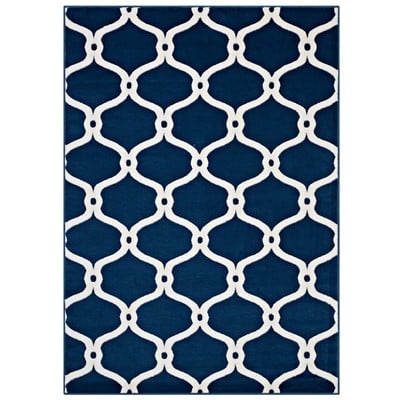 Rugs Modway Furniture Beltara Moroccan Blue and Ivory R-1129B-58 889654115557 Rugs Blue navy teal turquiose indig synthetics Olefin polyester po Area Rugs Area rugKids childre 
