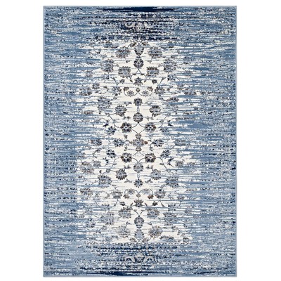 Rugs Modway Furniture Chiara Moroccan Blue and Ivory R-1131B-58 889654115670 Rugs Blue navy teal turquiose indig synthetics Olefin polyester po Area Rugs Area rugKids childre 