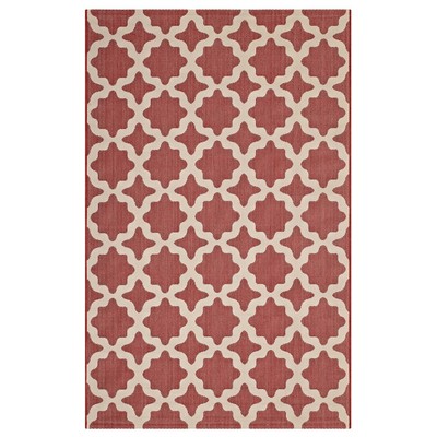 Rugs Modway Furniture Cerelia Red and Beige R-1139E-810 889654115960 Rugs Beige Cream beige ivory sand n synthetics Olefin polyester po Area Rugs Area rugKids childre 