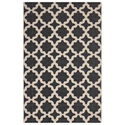 Rugs Modway Furniture Cerelia Black and Beige R-1139F-58 889654115977 Rugs Beige Black ebonyCream beige i synthetics Olefin polyester po Area Rugs Area rugKids childre 