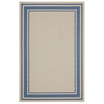 Rugs Modway Furniture Rim Blue and Beige R-1140C-810 889654116042 Rugs Beige Blue navy teal turquiose synthetics Olefin polyester po Area Rugs Area rugKids childre 