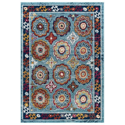 Rugs Modway Furniture Entourage Blue Red Orange Yellow R-1168B-810 889654142935 Rugs Blue navy teal turquiose indig synthetics Olefin polyester po Area Rugs Area rugKids childre 