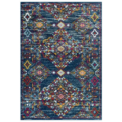 Rugs Modway Furniture Entourage Blue Orange Yellow Red R-1169B-58 889654142980 Rugs Blue navy teal turquiose indig synthetics Olefin polyester po Area Rugs Area rugKids childre 