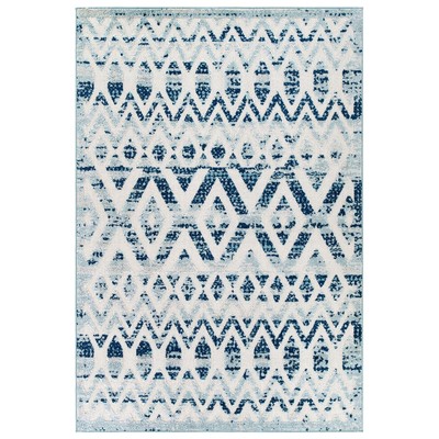 Rugs Modway Furniture Reflect Ivory and Blue R-1177A-58 889654143260 Rugs Blue navy teal turquiose indig Jute and Sisal jute sisalsynth Area Rugs Area rugKids childre 