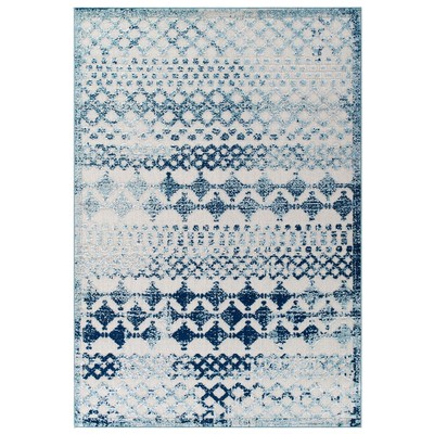 Rugs Modway Furniture Reflect Ivory and Blue R-1178A-58 889654143307 Rugs Blue navy teal turquiose indig Jute and Sisal jute sisalsynth Area Rugs Area rugKids childre 