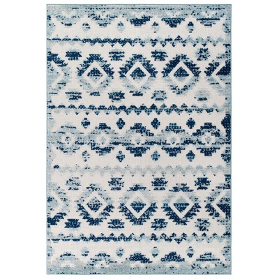 Rugs Modway Furniture Reflect Ivory and Blue R-1180A-58 889654143383 Rugs Blue navy teal turquiose indig Jute and Sisal jute sisalsynth Area Rugs Area rugKids childre 