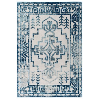 Rugs Modway Furniture Reflect Ivory and Blue R-1181B-58 889654143444 Rugs Blue navy teal turquiose indig Jute and Sisal jute sisalsynth Area Rugs Area rugKids childre 