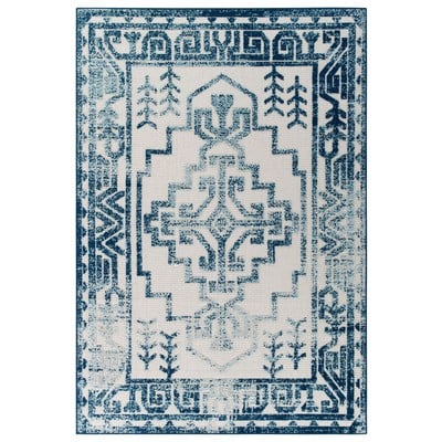 Rugs Modway Furniture Reflect Ivory and Blue R-1181B-810 889654143451 Rugs Blue navy teal turquiose indig Jute and Sisal jute sisalsynth Area Rugs Area rugKids childre 