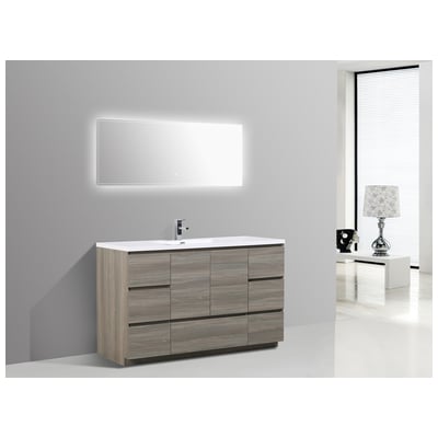 Bathroom Vanities Moreno Bath Moa Hiigh Gloss Grey finish MOA60S-GR Single Sink Vanities 50-70 25 